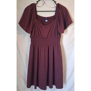 Old Navy Dress Womens S  Red Square Neck Flutter Sleeve Fit & Flare Sundress